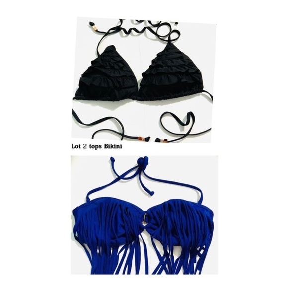 💙🖤H&M + Roxy Bikini tops - Set of 2 Black and Blue🖤💙 - Picture 1 of 7